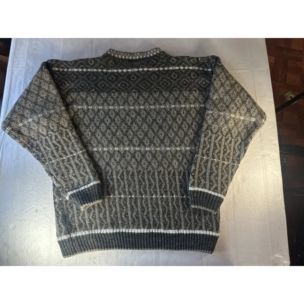 Vintage MEXX Sweater Mens Large Gray Brown‎ Geometric Knit Pullover Grandpa
